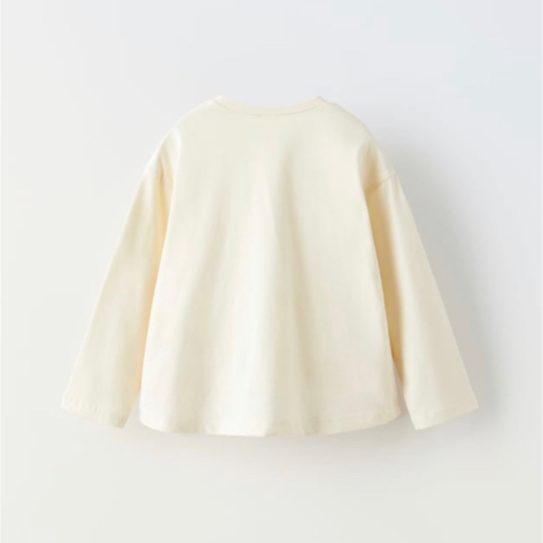 ZARA KIDS(ザラキッズ)のZARA babyザラベビー*リボンコントラストトップス*エクリュ*80 キッズ/ベビー/マタニティのベビー服(~85cm)(Ｔシャツ)の商品写真