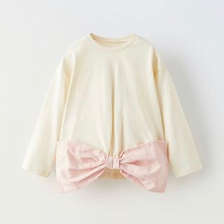 ZARA babyザラベビー*リボンコントラストトップス*エクリュ*80