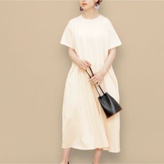 アダムエロぺ(Adam et Rope')の【美品】ADAM ET ROPE'　スウェット地　コットン　春ワンピース　半袖(ロングワンピース/マキシワンピース)