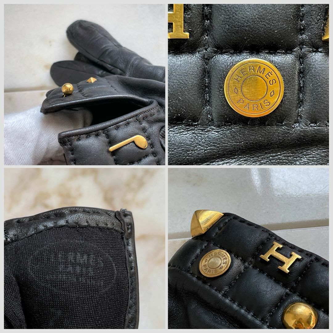 Hermes(エルメス)の希少☆HERMES エルメス セリエ メドール レザーグローブ 手袋 ラムスキン レディースのファッション小物(手袋)の商品写真