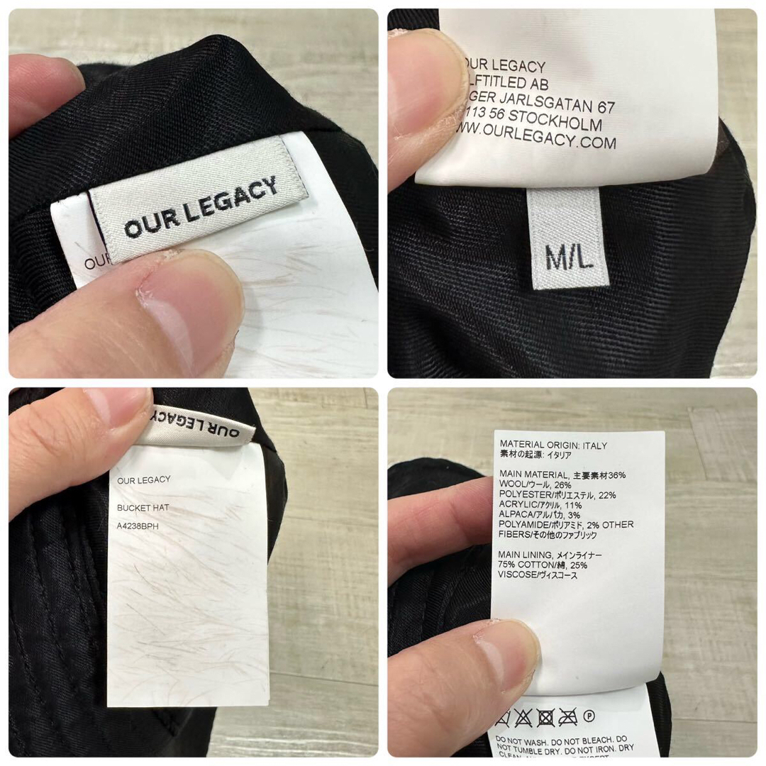 OUR LEGACY モヘア 千鳥格子 チェック バケット ハット 帽子 M/L OUR LEGACY モヘア 千鳥格子 チェック バケット ハット 帽子 M/L