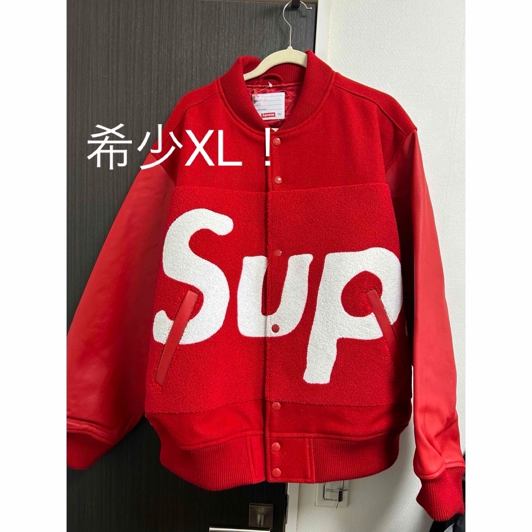 Supreme - 激レアXL新品！Supreme Chenille Varsity Jacket赤の通販 by