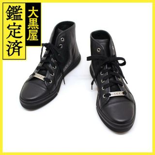 グッチ(Gucci)のGUCCI　ハイカットスニーカー　レディース36　ブラック　レザー　【200】(スニーカー)