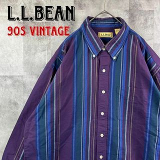 エルエルビーン(L.L.Bean)のビッグサイズ 90s エルエルビーン シャツ マルチカラーストライプ XL(シャツ)