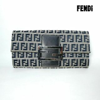 フェンディ(FENDI)の良品 綺麗 FENDI マンマ ズッカ柄 キャンバス 二つ折り 長財布(財布)