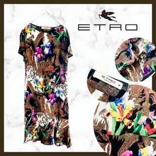 エトロ(ETRO)の格安セール＊極美品　エトロETRO シルクボタニカル　大きいサイズ　ワンピース(ひざ丈ワンピース)