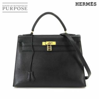 エルメス(Hermes)のエルメス HERMESケリー 32 2way ハンド ショルダー バッグ アルデンヌ ブラック 〇Y刻印 外縫い ゴールド 金具 VLP 90227187(ハンドバッグ)