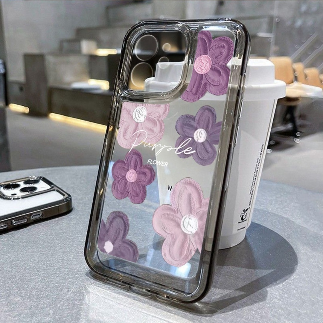 iPhone13　スケルトン　ブラック　花柄　レディース　スマホケース　ソフト スマホ/家電/カメラのスマホアクセサリー(モバイルケース/カバー)の商品写真