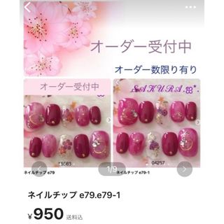 ネイルチップ e79  オーダー無料 ハンドメイドのアクセサリー(ネイルチップ)の商品写真