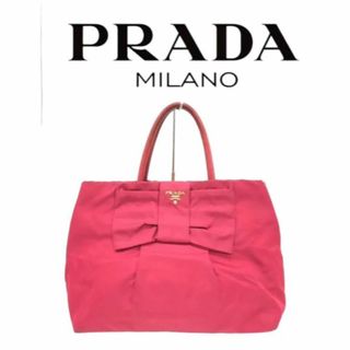 プラダ(PRADA)の【PRADA】ハンドバッグ テスートフィオッコ リボン　プラダ ピンク 鑑定済(ハンドバッグ)