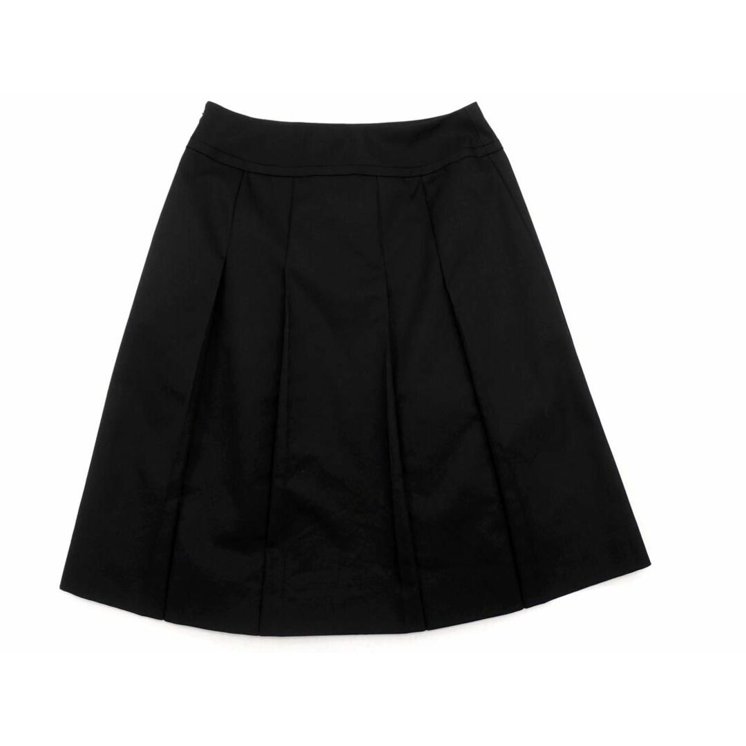 INDIVI(インディヴィ)のINDIVI インディヴィ プリーツ Aライン 台形 スカート size38/黒 ■■ レディース レディースのスカート(ひざ丈スカート)の商品写真