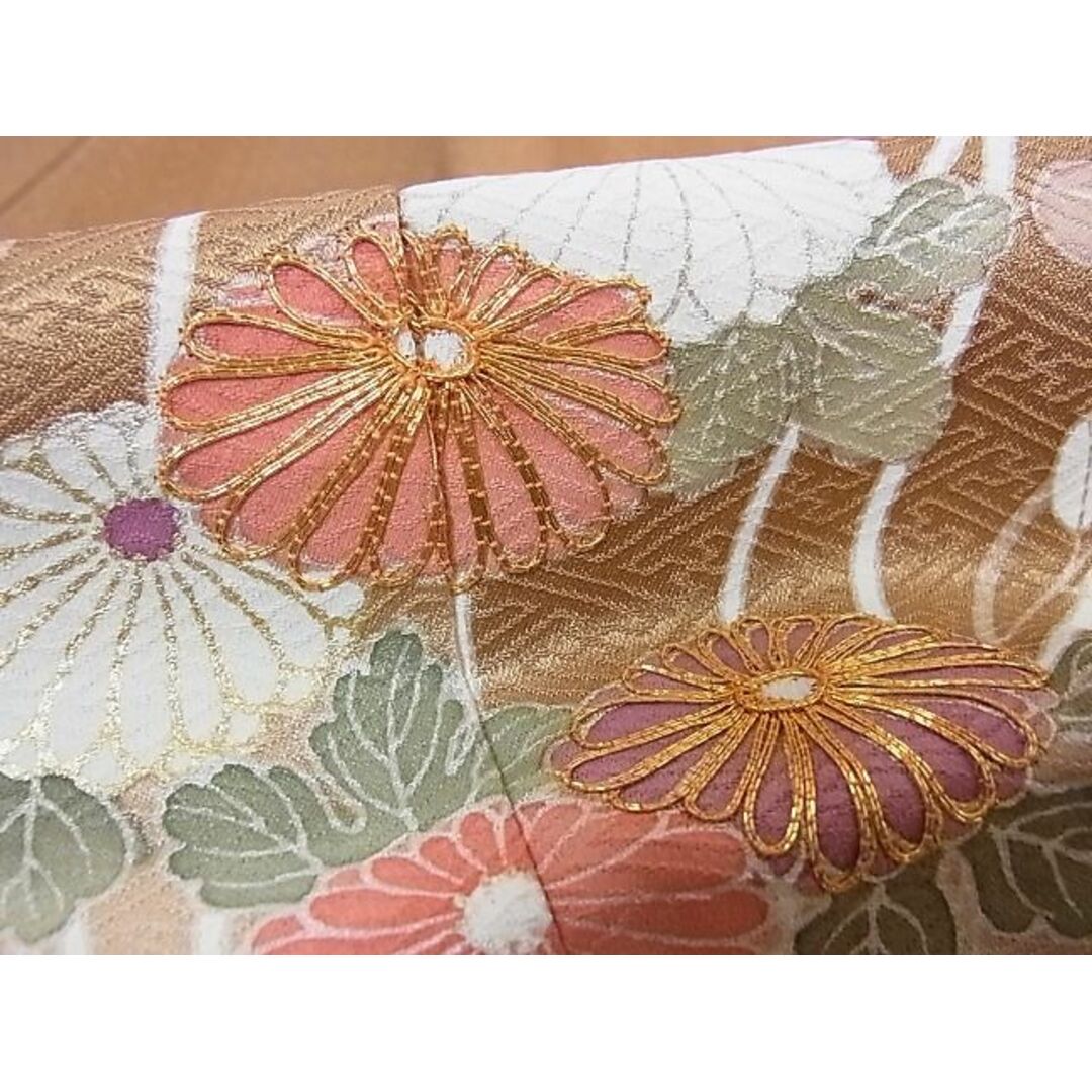 平和屋2■訪問着　駒刺繍　枝花文　菊　暈し染め　金銀彩　逸品　1ic0614 レディースの水着/浴衣(着物)の商品写真