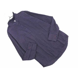 ユニクロ(UNIQLO)のUNIQLO INES DE LA FRESSANGE ユニクロ イネス チェック フリル ブラウス シャツ sizeM/紺 ■◇ レディース(シャツ/ブラウス(長袖/七分))