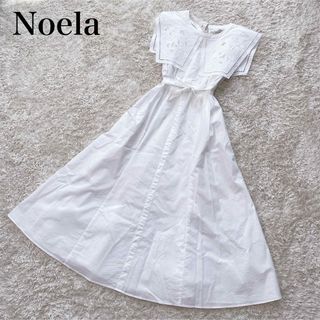 ノエラ(Noela)の【美品】ノエラ 刺繍スクエアカラーワンピース リボン ロングワンピース(ロングワンピース/マキシワンピース)