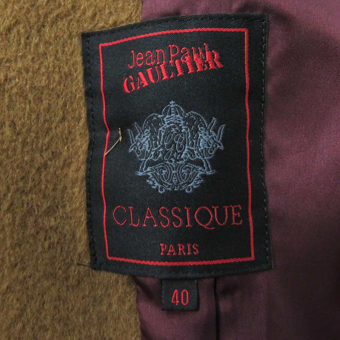 Jean-Paul GAULTIER(ジャンポールゴルチエ)の良品 JEAN-PAUL GAULTIER CLASSIQUE ジャンポールゴルチエ クラシック ヴィンテージ ロゴボタン付き ウール ロング コート キャメル系 40 日本製 正規品 レディース レディースのジャケット/アウター(ロングコート)の商品写真