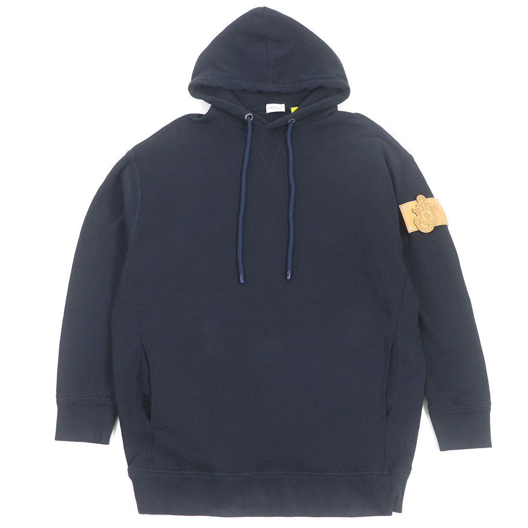 未使用品 MONCLER GENIUS 1 モンクレール ジーニアス 1 JWアンダーソン 2021年製 HOODIE コットン100% ロゴワッペン オーバーサイズ プルオーバー フーディー パーカー ネイビー M 正規品 メンズ
