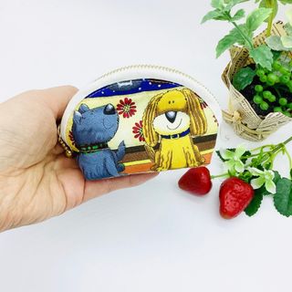 【再販】ミニポーチ☆ワンちゃん＆肉球（ベージュ）USAコットン(ポーチ)