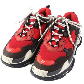 バレンシアガ(Balenciaga)の美品 BALENCIAGA バレンシアガ 516440 Triple-S トリプルS レザー スウェード ローカット ダッドスニーカー レッド系 42 メンズ(スニーカー)