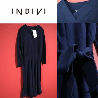 インディヴィ(INDIVI)の【新品未使用 / タグ付き】INDIVI アンゴラ混 ニット ロングワンピース(ロングワンピース/マキシワンピース)