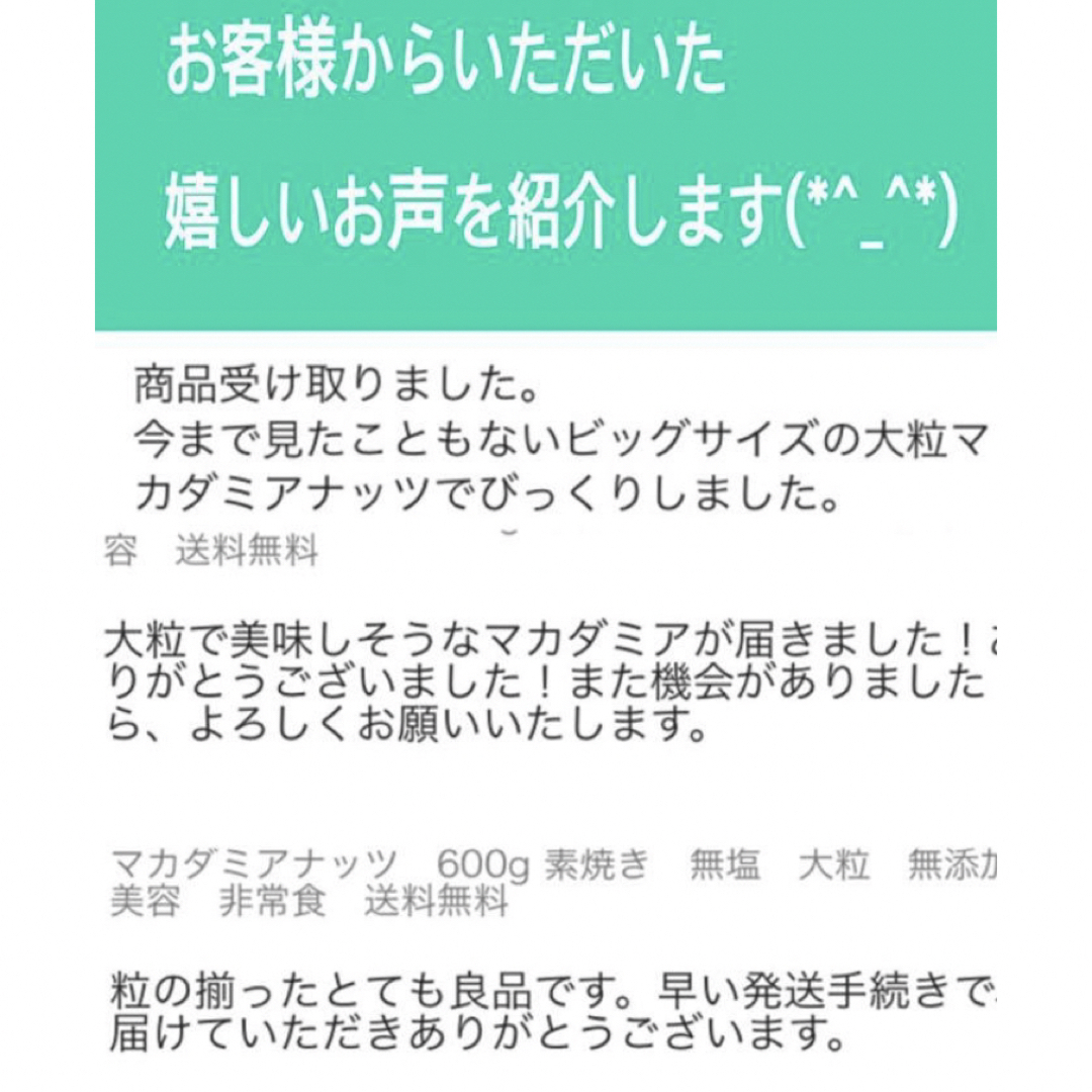 【大粒】マカダミアナッツ　300g 素焼き　無塩　健康　美容　送料無料　ナッツ 食品/飲料/酒の食品(菓子/デザート)の商品写真