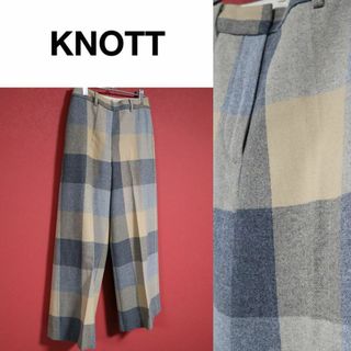 ノット(KNOT)の【極美品】KNOTT ノット カシミヤ混 チェック柄 ワイドスラックス(その他)