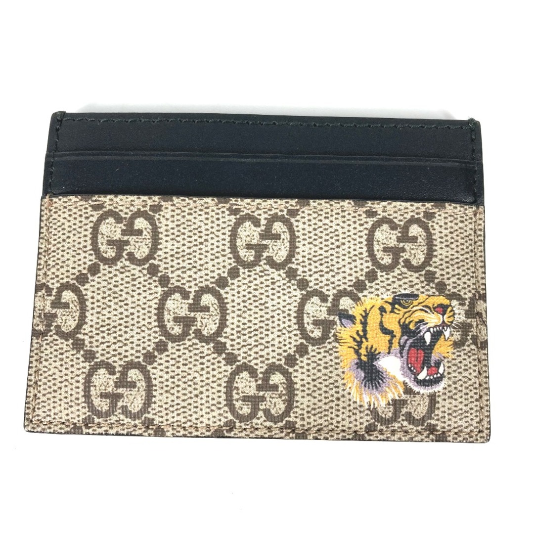 Gucci(グッチ)のグッチ GUCCI タイガー 虎 451277 GGスプリーム 名刺入れ パスケース カードケース GGスプリームキャンバス ベージュ 美品 メンズのファッション小物(名刺入れ/定期入れ)の商品写真