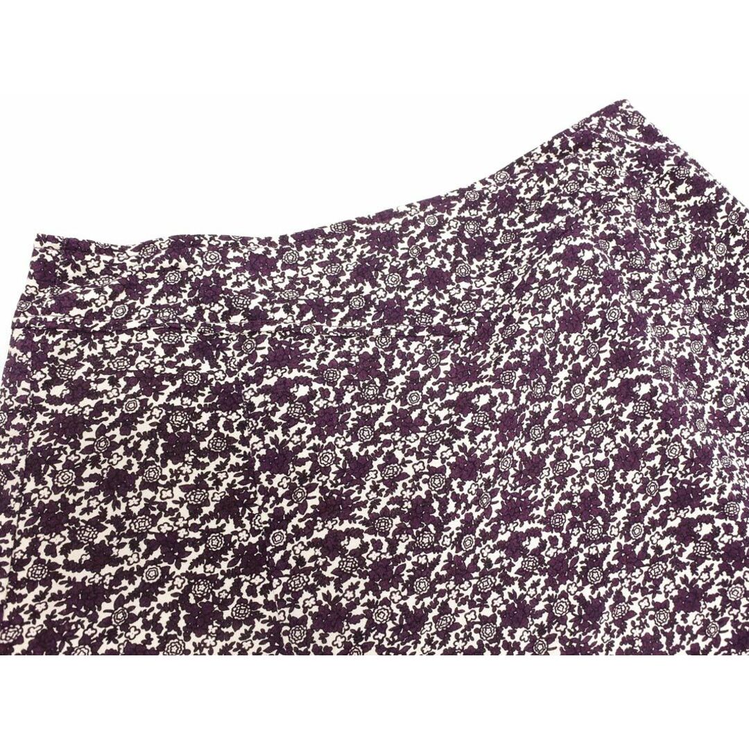 ノンブルアンペール 小花柄 フレア スカート sizeF/ベージュｘ紫 ■◇ レディース レディースのスカート(ミニスカート)の商品写真