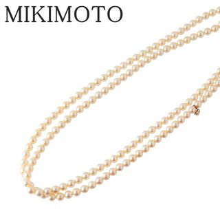 ミキモト(MIKIMOTO)のミキモト 2連 パール ネックレス アコヤパール ナチュラルゴールド 7.0mm～7.5mm 54cm K14YG Mチャーム付き 美品 MIKIMOTO【16318】(ネックレス)