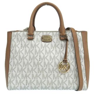 マイケルコース(Michael Kors)の【本物保証】 超美品 マイケルコース MICHAEL KORS 2WAYバッグ ハンドバッグ ショルダーバッグ 斜め掛け ロゴ アイボリー ブラウン(ハンドバッグ)