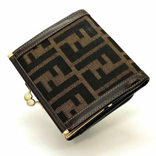 フェンディ(FENDI)の【極美品】FENDI　ズッカ　Wホック　がま口　二つ折り財布(財布)