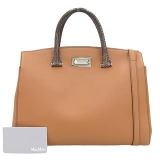 マックスマーラ(Max Mara)の【本物保証】 超美品 マックスマーラ MAXMARA 2WAYバッグ ハンドバッグ ショルダー レザー パイソン ブラウン 希少 レア(ハンドバッグ)