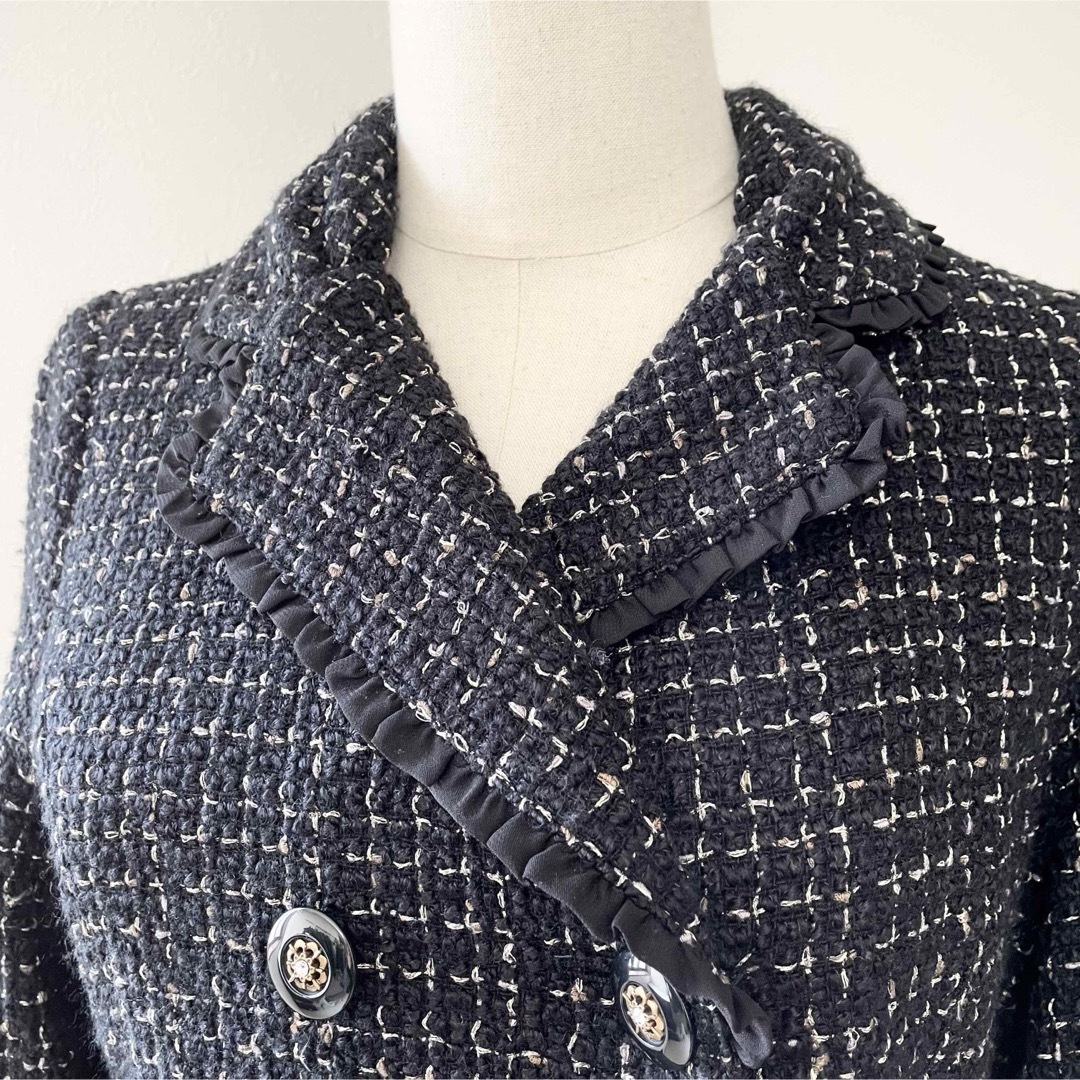 axes femme(アクシーズファム)のアクシーズ  後ろ編み上げ　ツイード　コート レディースのジャケット/アウター(ロングコート)の商品写真