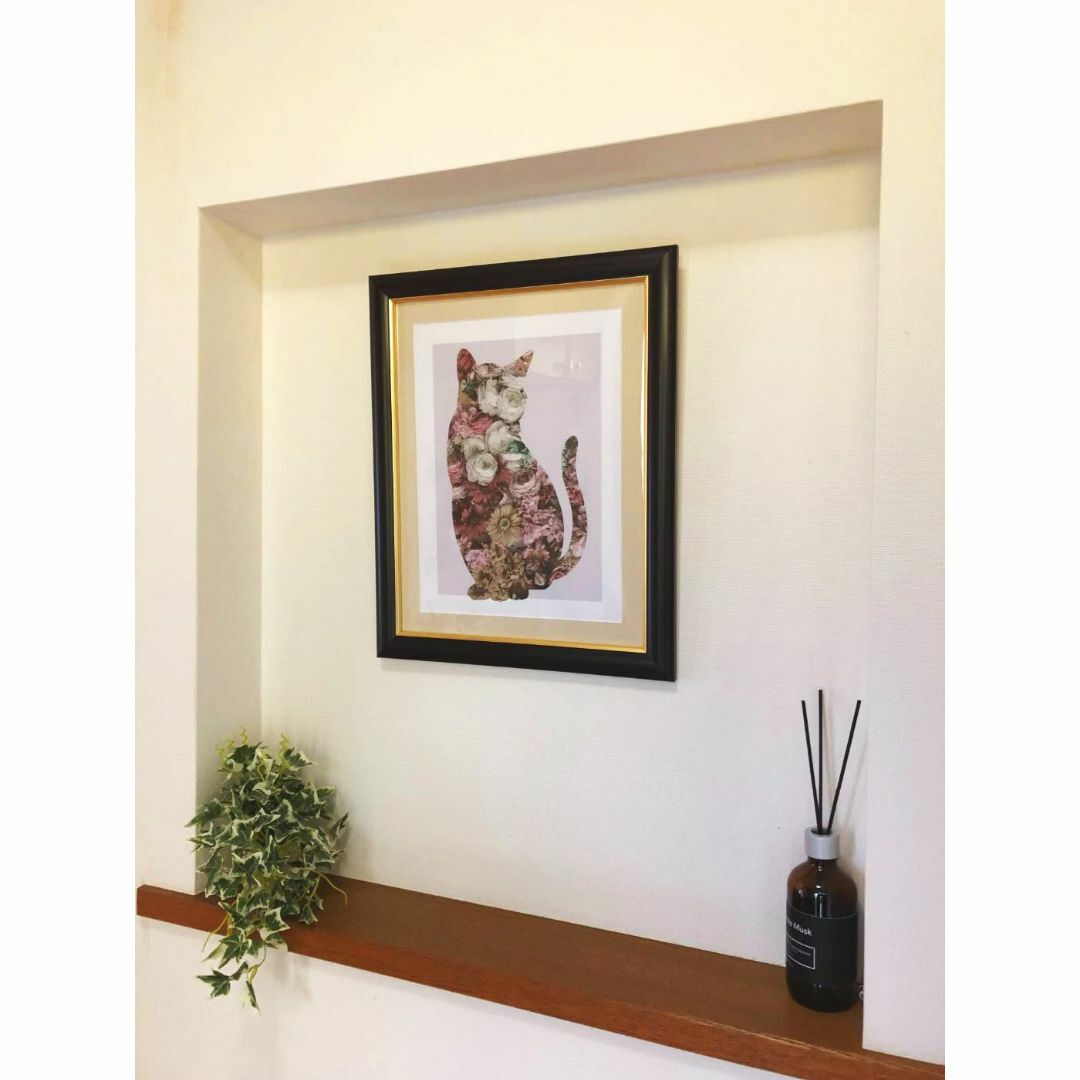 額 花 猫 インテリア モノトーン モダン アート 壁飾り 壁掛け 名画 絵画  その他のその他(その他)の商品写真