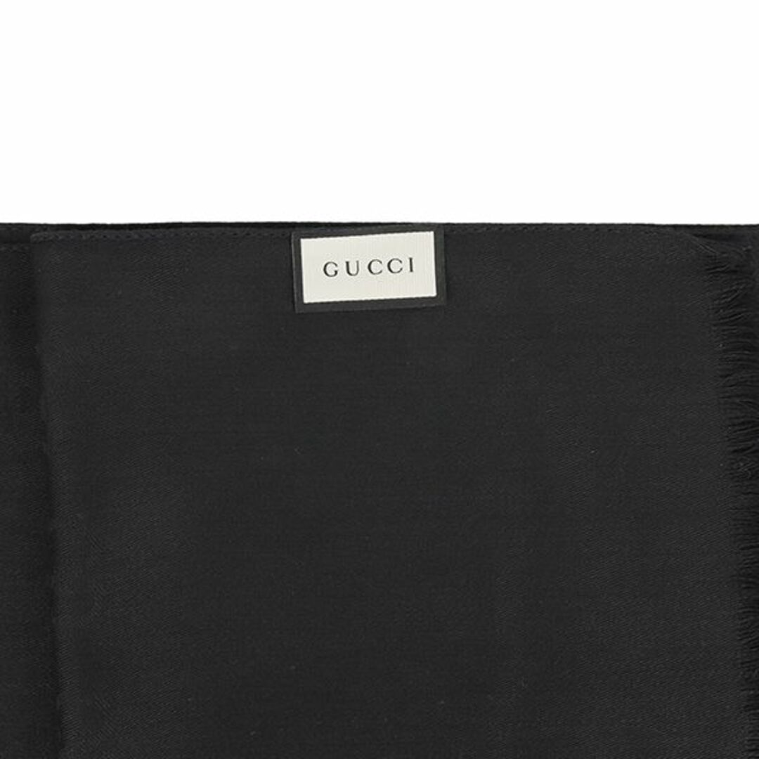 グッチ ストール ショール スカーフ マフラー ウール シルク ブラック GGロゴ 新品 h-g629約178cm幅