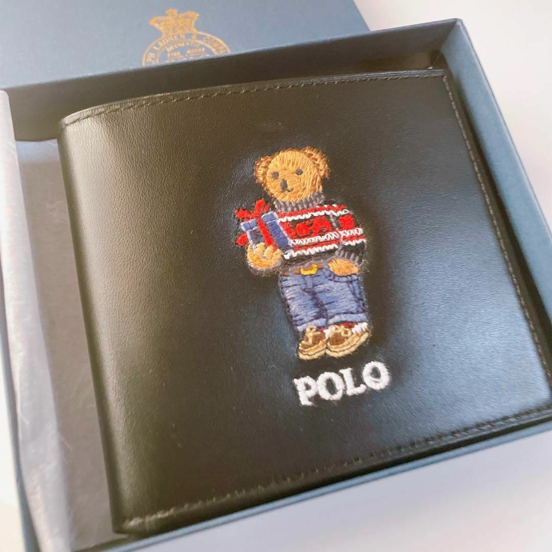 POLO RALPH LAUREN(ポロラルフローレン)の【海外限定】ラルフローレン Ralph Lauren 二つ折りポロベア財布 黒 メンズのファッション小物(折り財布)の商品写真