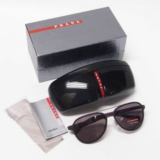 プラダ(PRADA)のQ241-159 プラダ サングラス SPS52S 58□16 140 パープル ブラック ケース 箱 ツーブリッジ ティアドロップ メンズ(サングラス/メガネ)