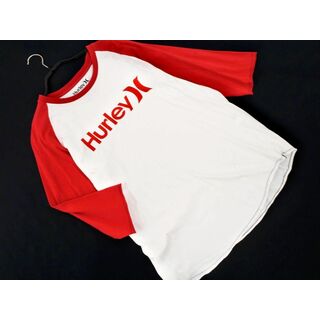Hurley - Hurley ハーレー ロゴ フロッキープリント ラグラン カットソー sizeL/白ｘ赤 ■◇ メンズ