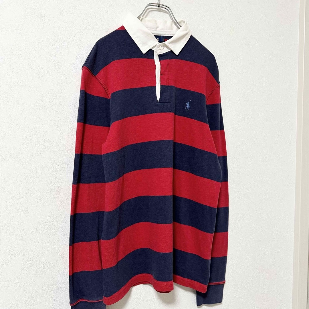 POLO RALPH LAUREN(ポロラルフローレン)のPOLO/ポロラルフローレン★ラガーシャツ★ボーダー★レッド×ネイビー/赤紺★S メンズのトップス(シャツ)の商品写真