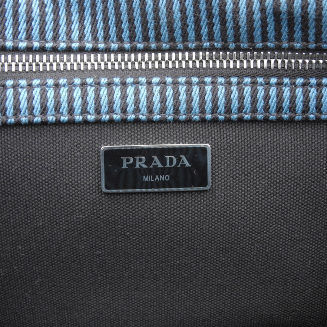 PRADA(プラダ)のプラダ PRADA カナパ 2WAYバッグ トートバッグ ショルダーバッグ ストライプ キャンバス ブルー/ブラック 1BG439 中古 新入荷 OB1731 レディースのバッグ(ハンドバッグ)の商品写真