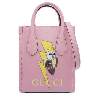 グッチ(Gucci)のグッチ GUCCI 2WAYバッグ ショルダーバッグ ハンドバッグ ばなにゃコラボ レザー ピンク 671623 美品 新入荷 GU0563(ハンドバッグ)