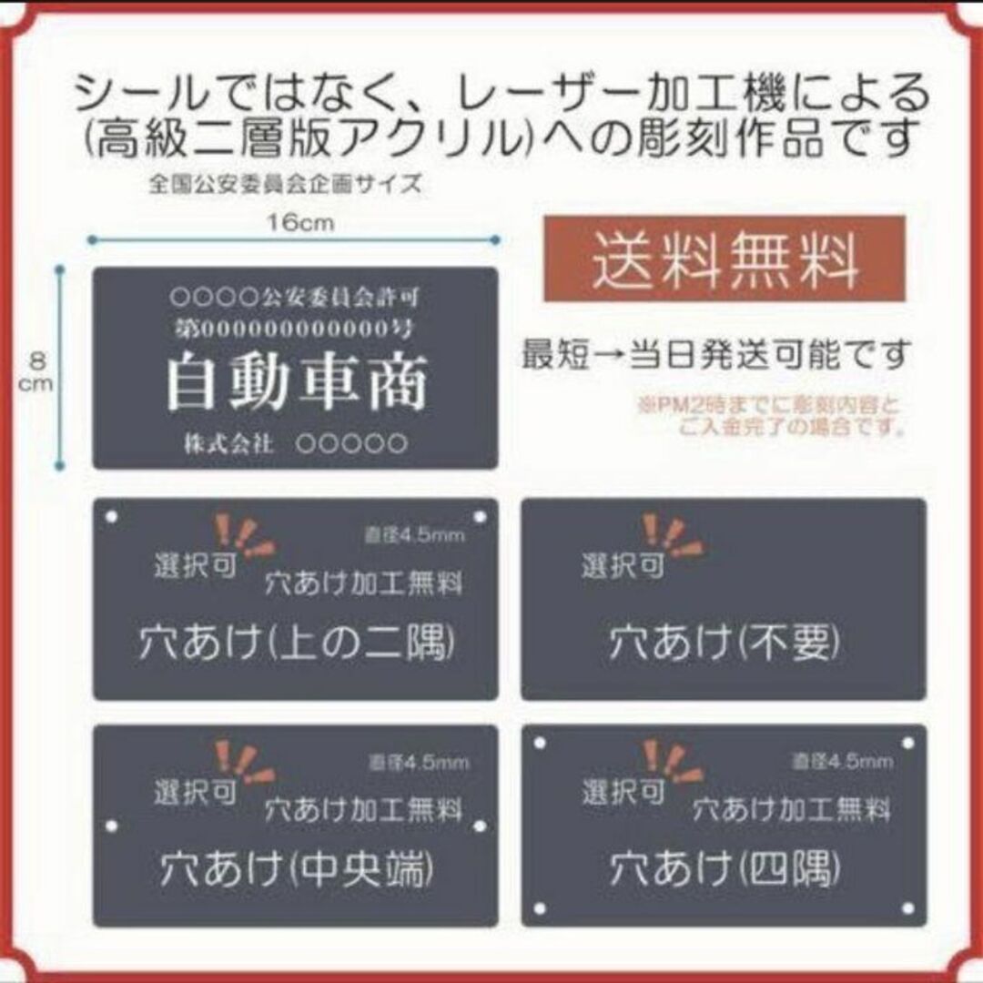 【送料無料】皮革・ゴム製品商プレート【許可証】 ネイビー・紺色 ※フォント選択可 ハンドメイドのハンドメイド その他(その他)の商品写真