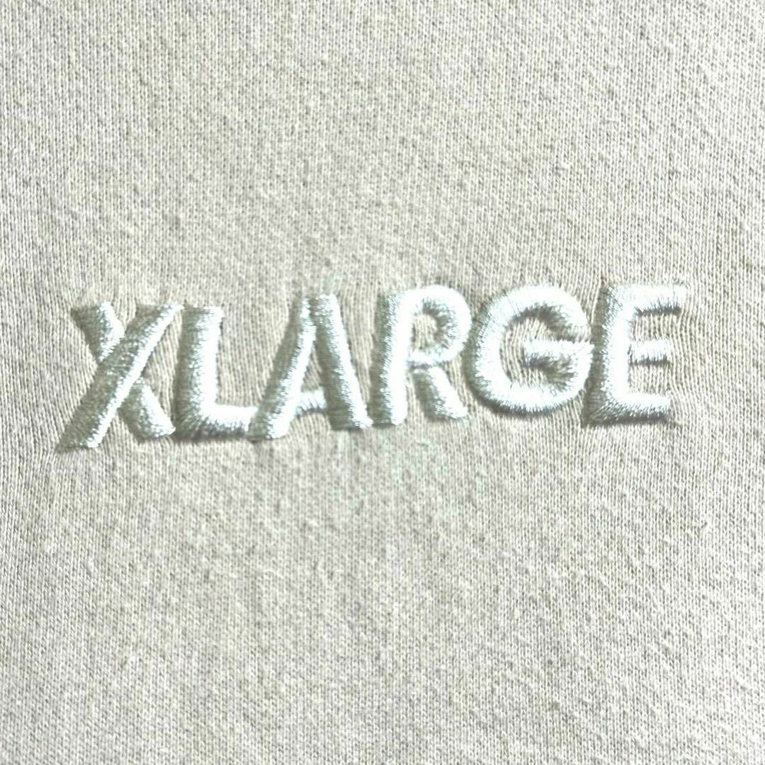 XLARGE(エクストララージ)の希少 美品 エクストララージ パーカー 刺繍センターロゴ バイカラー ベージュL メンズのトップス(パーカー)の商品写真