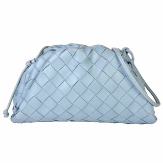 ボッテガヴェネタ(Bottega Veneta)のボッテガヴェネタ BOTTEGA VENETA ミニ ザ ポーチ イントレチャート ショルダーバッグ レザー ライト ブルー シルバー金具 がま口【中古】(ハンドバッグ)