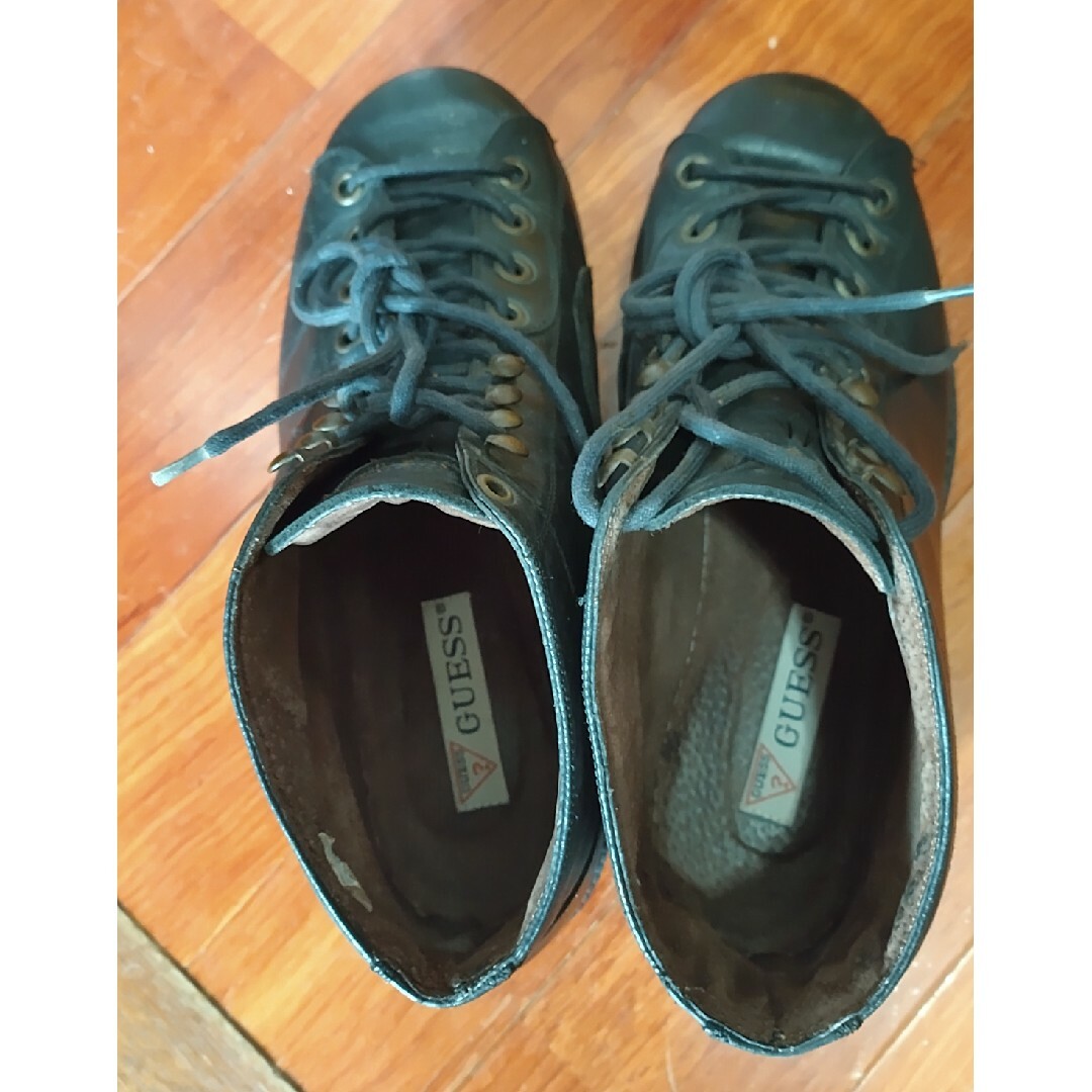 GUESS(ゲス)のメンズブーツ　黒革　中古　２６，５ メンズの靴/シューズ(ブーツ)の商品写真