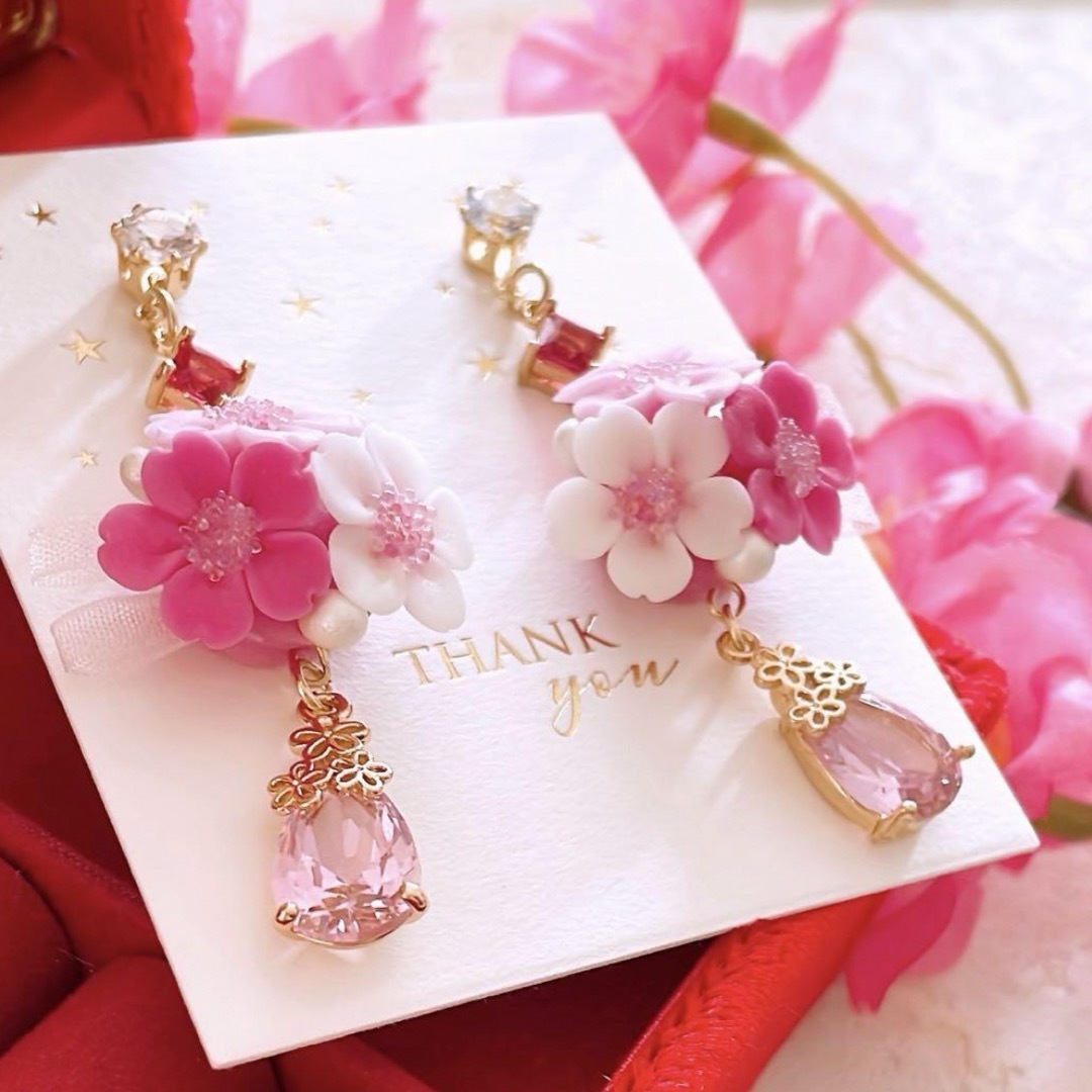 数量限定❣️桜 春 ピンク 雫 ジルコニア ハンドメイド ピアス 数量限定❣️桜 春 ピンク 雫 ジルコニア ハンドメイド ピアス