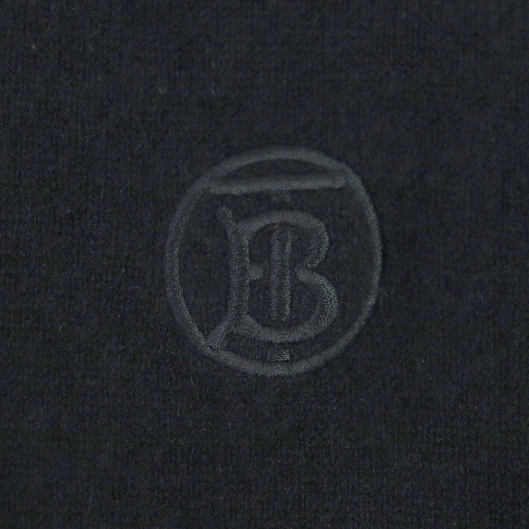 BURBERRY(バーバリー)の美品 BURBERRY バーバリー カシミヤ100% ロゴ刺繍入り クルーネック ニット セーター ブラック 国内正規品 メンズ メンズのトップス(ニット/セーター)の商品写真