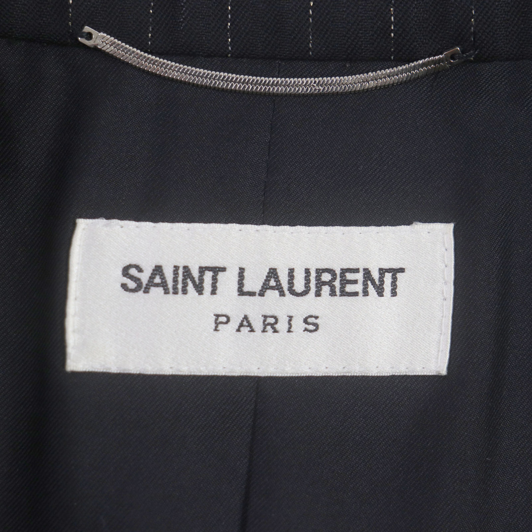 Saint Laurent(サンローラン)の美品 SAINT LAURENT PARIS サンローランパリ 2020年製 645177 ストライプ柄 ダブル テーラードジャケット ブラック 44 イタリア製 正規品 メンズ メンズのジャケット/アウター(テーラードジャケット)の商品写真