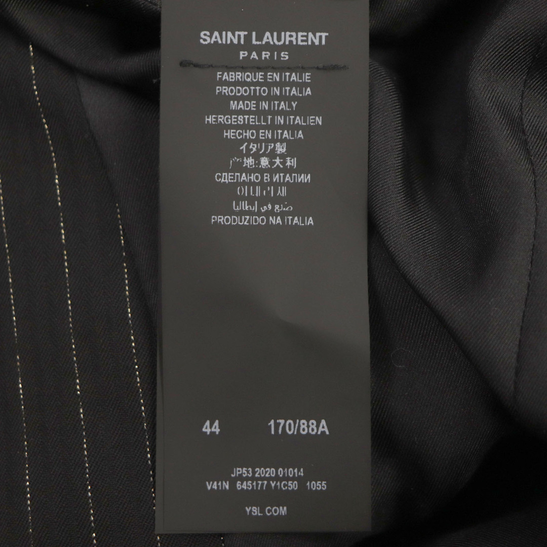 Saint Laurent(サンローラン)の美品 SAINT LAURENT PARIS サンローランパリ 2020年製 645177 ストライプ柄 ダブル テーラードジャケット ブラック 44 イタリア製 正規品 メンズ メンズのジャケット/アウター(テーラードジャケット)の商品写真