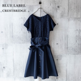 ブルーレーベルクレストブリッジ(BLUE LABEL CRESTBRIDGE)の【BLUE LABEL CRESTBRIDGE】レース切り替えワンピース　S(ひざ丈ワンピース)