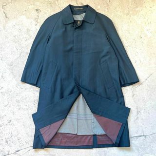 ランバン(LANVIN)の【極上の素材感】美品 ランバンパリ ウールシルク 光沢感 ステンカラーコート 青(その他)